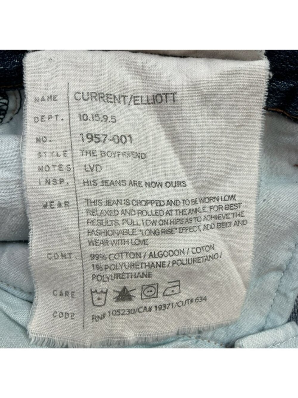 Current/Elliott The Boyfriend Relaxed Fit Jeans Womens Size 24 Blue - Picture 11 of 12